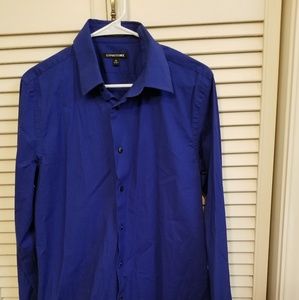 Express 1MX medium blue button up shirt